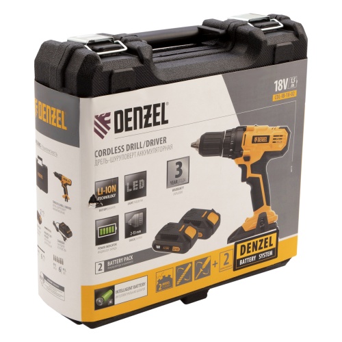 дрель-шуруповерт аккумуляторная denzel cdl-ib-18-02 18в фото 6