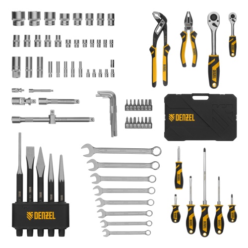 набор инструментов denzel 1/2", 1/4" crv s2 84 предмета пластиковый кейс фото 10
