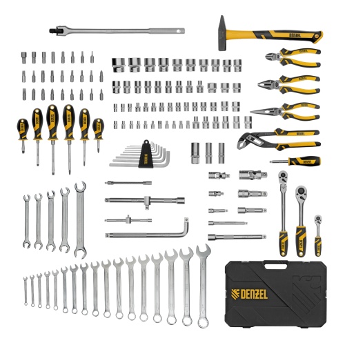 набор инструментов denzel 1/2", 1/4", 3/8" crv s2 144 предмета пластиковый кейс фото 10