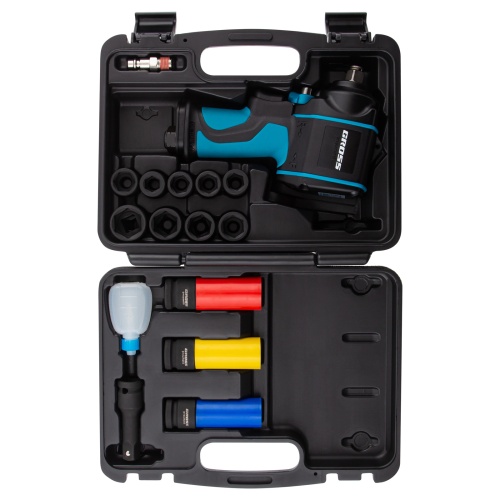 гайковерт пневматический ударный gross g985k2 с набором 17 предметов фото 8