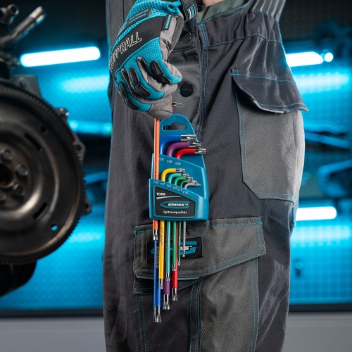 набор ключей имбусовых gross torx -tt t10-t50 9 шт хром/краска фото 3