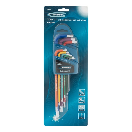 набор ключей имбусовых gross torx -tt t10-t50 9 шт хром/краска фото 2